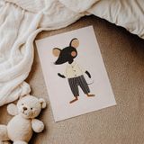 Çizgili Pantolonlu Fare Çocuk Odası Duvar Posteri Çerçeveli Tablo Duvar Dekorasyonu - 21 x 30 - Çerçevesiz Poster