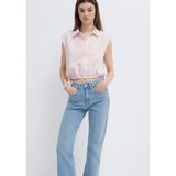 Çizgili Pembe Crop Bluz 1211472-91599
