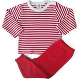 Çizgili Penye Pijama Takım - Kırmızı - 3 Ay