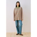 ÇİZGİLİ POLO YAKALI SWEATSHIRT PEMBE