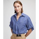 Çizgili Poplin Gömlek IS1240025345015 - Lacivert - 36