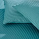 Çizgili Saten Yatak Çarşafı Lastikli 100x200 Yastık Kılıfı 50x70 Koyu Yeşil