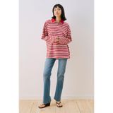 ÇİZGİLİ ŞERİT YAKALI SWEATSHIRT KIRMIZI