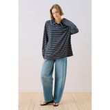 ÇİZGİLİ ŞERİT YAKALI SWEATSHIRT LACİVERT