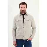 Çizgili Slim Fit Gömlek Yaka Çıtçıtlı Erkek Mont - Gri - 48