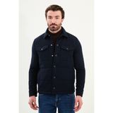 Çizgili Slim Fit Gömlek Yaka Çıtçıtlı Erkek Mont - Lacivert - 50