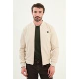 Çizgili Slim Fit Hakim Yaka Erkek Mont - Bej - 54