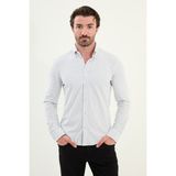 Çizgili Slim Fit Pamuk Erkek Gömlek - Lacivert