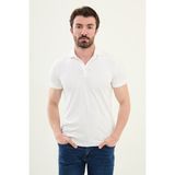 Çizgili Slim Fit Polo Yaka Erkek T-Shirt - Ekru - XL
