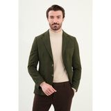 Çizgili Slim Fit Torba Cep Mono Yaka Erkek Ceket - Haki - 54