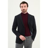 Çizgili Slim Fit Torba Cep Mono Yaka Erkek Ceket - Lacivert - 52
