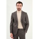 Çizgili Slim Fit Torba Cep Mono Yaka Ipli Erkek Takım Elbise - 48 - Kahverengi - 6 Drop