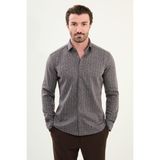 Çizgili Slim Fit Uzun Kollu Oduncu Yün Erkek Gömlek - XL - Açık Kahverengi
