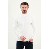 Çizgili Slim Fit Yarım Balıkçı Yaka Erkek Triko Kazak - Ekru - 2XL