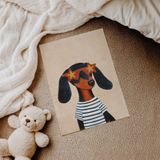 Çizgili Tişörtlü Köpek Çocuk Odası Duvar Posteri Çerçeveli Tablo Duvar Dekorasyonu - 30 x 40 - Çerçevesiz Poster