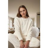 Çizgili Wellsoft Pijama Takımı Rahat Şık ve Sıcak Kışlık Örme Modern Stil