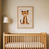 Çizgili Yavru Kaplan Çocuk Odası Duvar Posteri Çerçeveli Tablo Duvar Dekorasyonu - 30 x 40 - Ahşap Çerçeveli