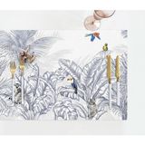Çizgisel Tasarım Kumaş Amerikan Servis 4'lü Set 35X50CM (Keten, Ulusl.yıkama ve Solmama Sertifikası) - 35 x 50 cm - Çok Renkli