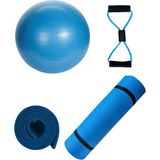 CK Spor Ckspor 10 mm Pilates Matı 55 cm Fitilli Pilates Topu + Sünger Saplı Direnç Lastiği Seti - Mavi