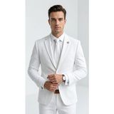 CK093 Erkek Slim Fit Blazer Ceket – Plus Scorpion Tek Düğmeli Spor & Klasik Kombin - 52 - 6 Drop - Beyaz
