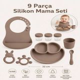 Ckm Home 9 Parça Mama Seti | %100 Silikon | Bpa Içermez | Ek Gıdaya Uygun - Kahverengi