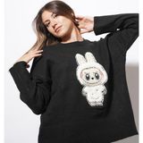Ckm Moda Bunny Labubu Detaylı Triko Kazak Siyah - Standart