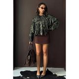 Ckm Moda Oversize Pullu Kadife Bomber Mont Haki - XL