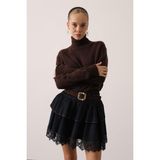 Ckm Moda Roxie Kat Kat Dantelli Denim Mini Etek Kot Mavi