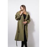 Ckm Moda Semy Kolları Lastikli Uzun Trençkot Haki