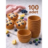CKM Silikon 100 Adet Kraft Kağıt Kek Kapsülü | Muffin Cupcake Kek Kapsülü | 100’LÜ Kağıt Kek Kalıbı - Acı Kahverengi - Bej