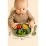 CKM silikon %100 Silikon 3 Bölmeli Mama Tabağı – BPA Free Vanilyalı yeşil