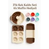 CKM silikon 3'Lü Kek Kalıbı Seti Muffin Kalıbı Hediyeli