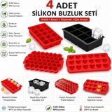 CKM Silikon 4 Adet Silikon Buzluk Seti - Antrasit - Kırmızı