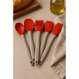 CKM silikon 5li silikon spatula kaşık fırça seti mutfak gereçleri set Kırmızı