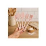 CKM silikon 5li silikon spatula kaşık fırça seti mutfak gereçleri set Pembe
