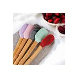CKM silikon Ahşap Saplı Spatula Setli 5Li Pembe gri mavi