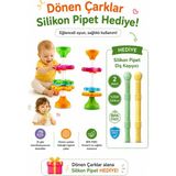 CKM Silikon Eğitici Zeka Oyuncağı Dönen Çarklar Mama Sandalyesi/oyuncak + Pipet Hediye - Sarı - Mor - Turuncu - Yeşil - 10 x 25 x 10 cm