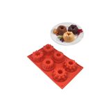 CKM silikon Muffin 3D Figürlü 6lı Kek Çörek Çikolata Kalıbı Silikon Muffin Kalıp Kırmızı