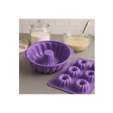 CKM silikon silikon yuvarlak kek kalıbı ve figürlü 6lı tepsi muffin kalıp mor kek kalıbı Mor