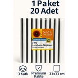 CKM Silikon Suna K Signature Collection – Premium Siyah Beyaz Çizgi Desenli Peçete