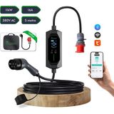 Cks Enerji Elektrikli Araç Taşınabilir Şarj Istasyonu 11 Kw / 16A / Tip-2 / 5X16A Fiş / Trifaze / 5m / Çantalı / Ev Tipi Dönüştürücü Kablolu(TÜRKÇE MENÜ)