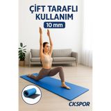 CKSpor 10 mm Çift Taraflı Pilates Yoga Minderi, Egzersiz Matı, Mavi-Siyah