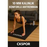 CKSpor 10 mm Pilates Yoga Minderi, Spor Egzersiz Matı, 180x60 cm, Siyah