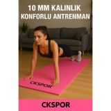 CKSpor 10 mm Pilates Yoga Minderi, Spor Egzersiz Matı, Pembe, 180x60 cm