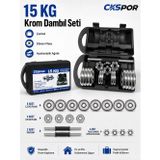 CKSpor 15 Kg Çantalı Krom Dambıl Seti Döküm Plaka Ayarlanabilir Dambıl AğırlıkSeti