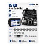CKSpor 15 Kg Çantalı Krom Dambıl Seti Döküm Plaka Dambıl Ağırlık Seti Cks15