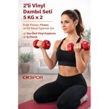 Ckspor 2 Li Vinyl Dambıl Seti 5 Kg X 2 Evde Fitness & Pilates İçin Vinil Kaplı Demir Dambıl