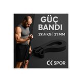 CKSpor 21 mm Siyah Güç Bandı, 29,4 kg Direnç, Latex Pilates Fitness Resistance Powerband