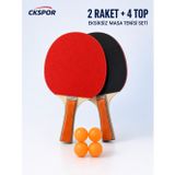 CKSPOR 2’li Masa Tenisi Raketi Seti + 4 Pinpon Topu Ahşap Saplı Masa Tenisi Seti