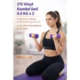 CKSpor 2’li Vinyl Dambıl Seti 0,5 KG x 2 – Evde Fitness & Pilates İçin Vinil Kaplı Demir Dambıl
